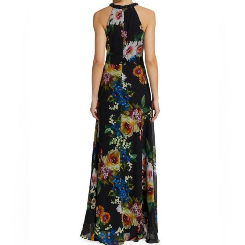 NWT Teri Jon Rickie Freeman Beaded Sleeveless Floral Maxi Dress Gown Sz 12 $760 - Picture 4 of 15